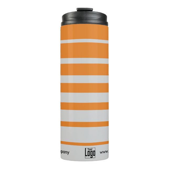 Small Business Promotion Logo Name Gray Orange Thermal Tumbler (Front)