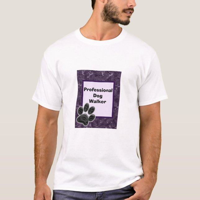 Small Business Promotion Paw Print Dog Walker T-Shirt (Front)