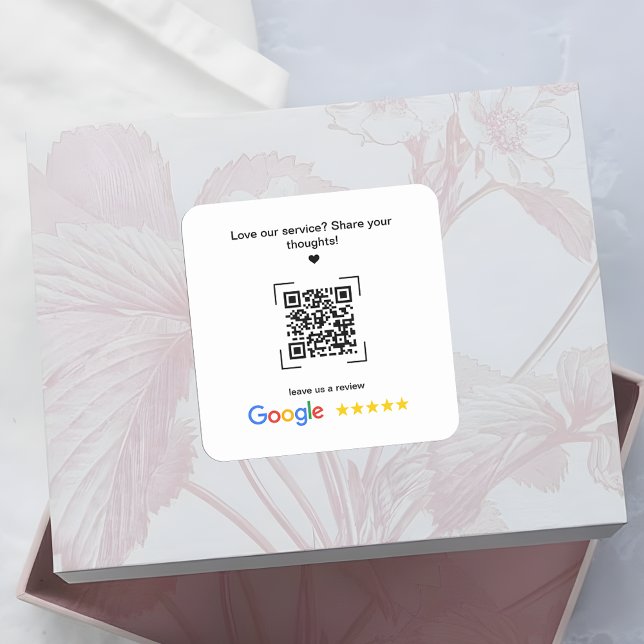 Small Business Promotional Google Review QR Code Square Sticker (Creator Uploaded)