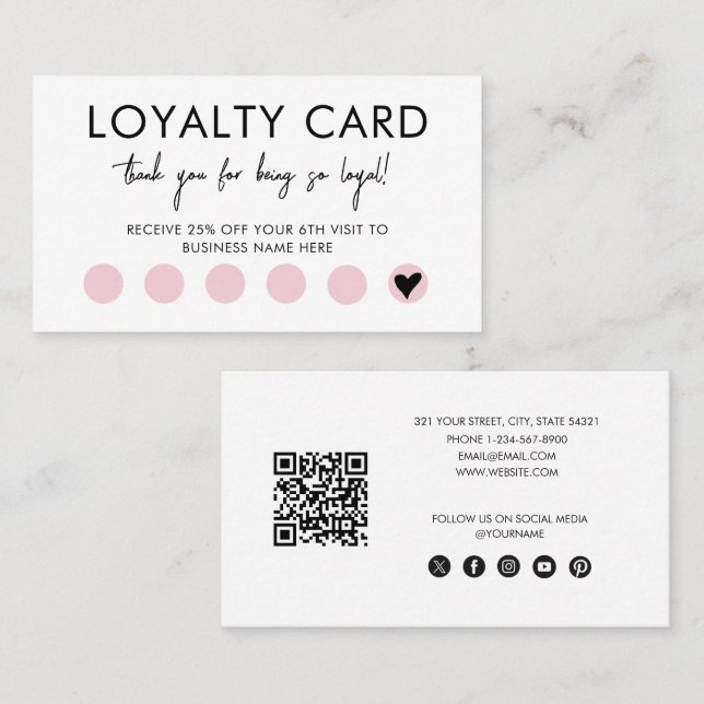 Small Business QR Code Loyalty Reward Discount Card (Front/Back)