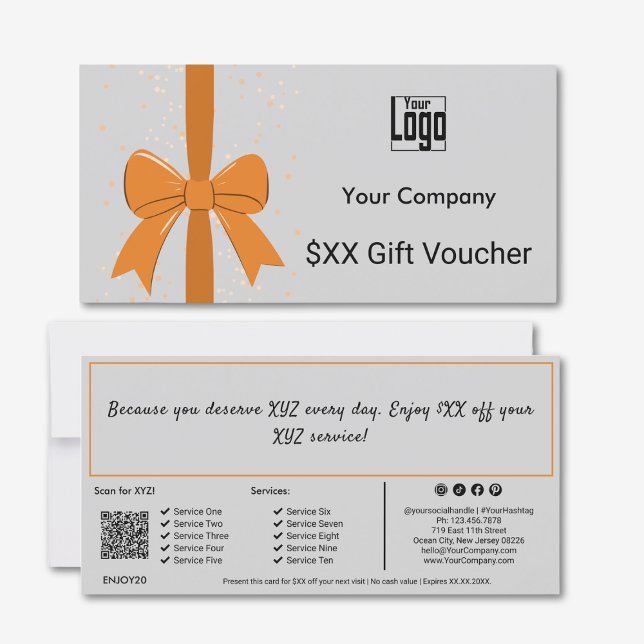 Small Business QR Code Note Gift Voucher Card (Small Business QR Code Note Gift Voucher Card)