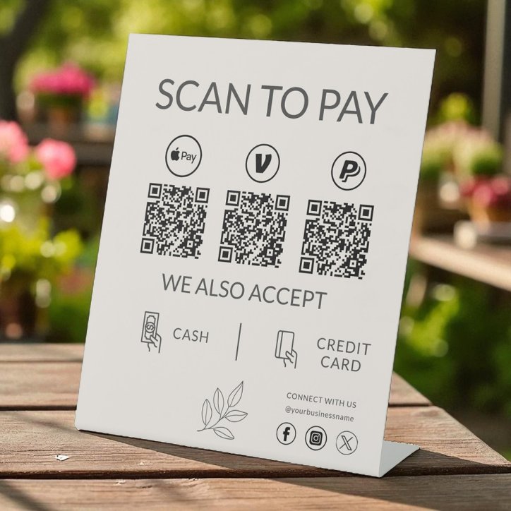 Small Business QR Code Payment Scan To Pay Pedestal Sign