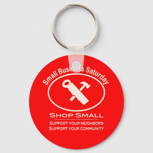 Small Business Saturday Hardware white Keychain