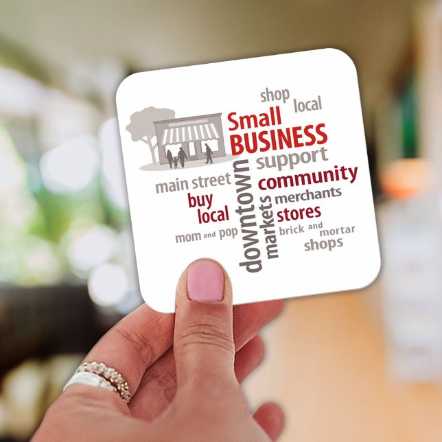 Small Business Square Sticker (Shop your local neighborhood community small businesses.)