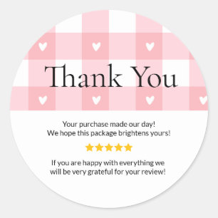 Small Business Thank You Card Handmade Style Yel Classic Round Sticker