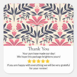 Small Business Thank You Card Handmade Style Yel Square Sticker