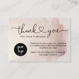 Small Business Thank You Cards, Order Insert