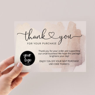 Small Business Thank You Cards, Order Insert