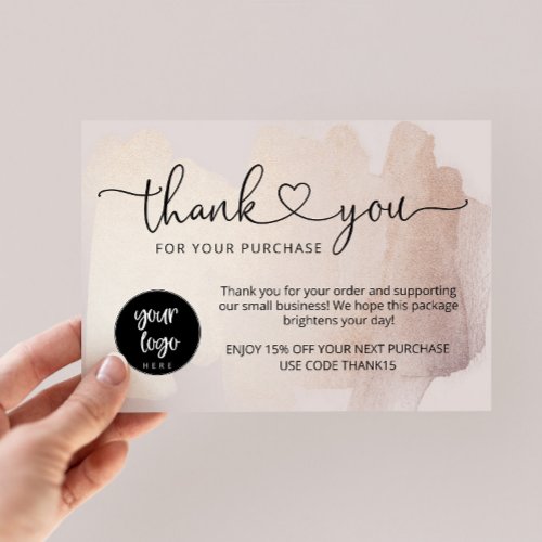 Small Business Thank You Cards Order Insert