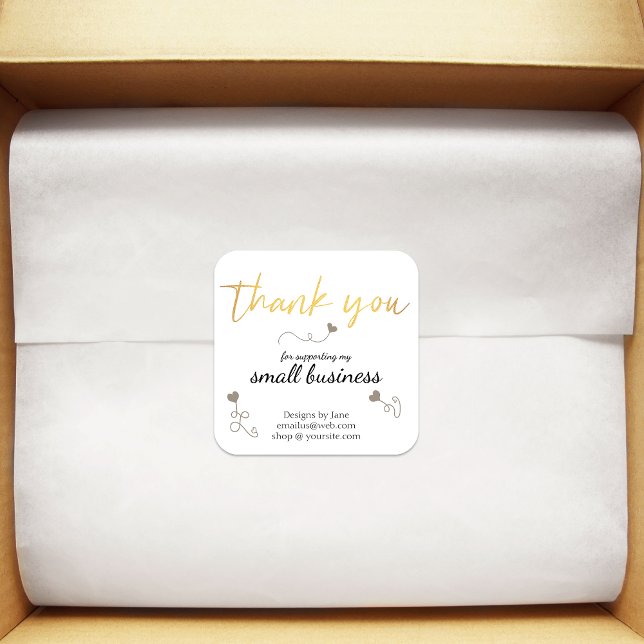 Small Business Thank You Gold Customized Sticker (Creator Uploaded)