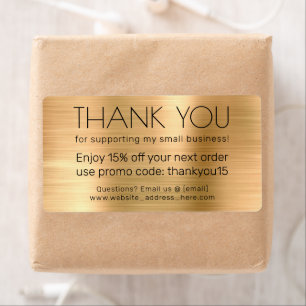 Small Business Thank You Message Faux Gold Label
