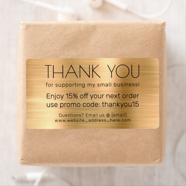 Small Business Thank You Message Faux Gold Label (Insitu)