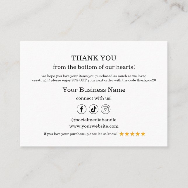 Small Business Thank You Percent Off QR Card (Front)