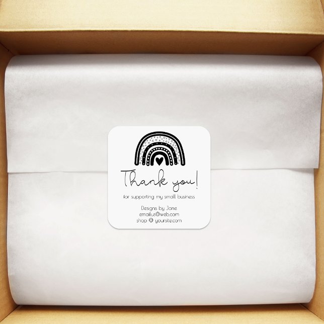 Small Business Thank You Rainbow Modern Customized Square Sticker (Creator Uploaded)