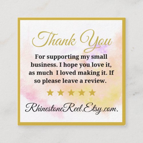 Small Business Thank You review Card