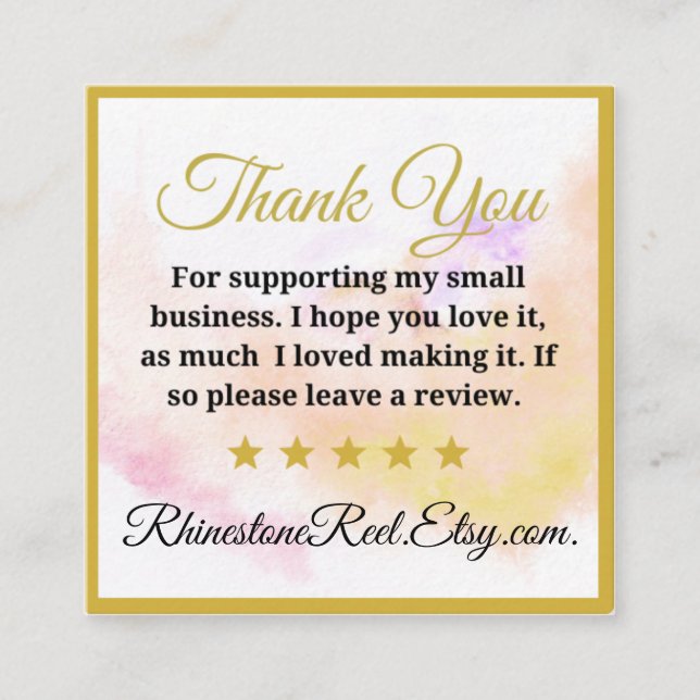Small Business Thank You review Card (Front)