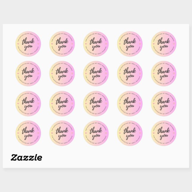 Small Business Thank You Sticker  (Sheet)