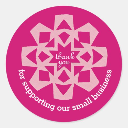 Small business thank you sticker pink snowflake