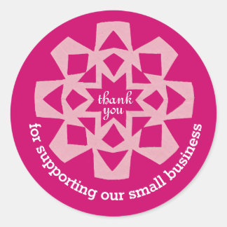 Small business thank you sticker pink snowflake