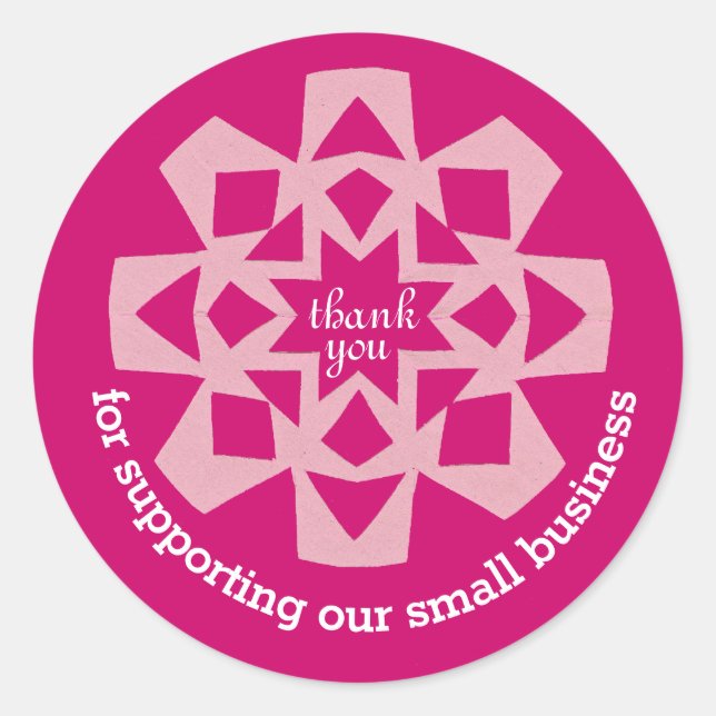 Small business thank you sticker pink snowflake (Front)