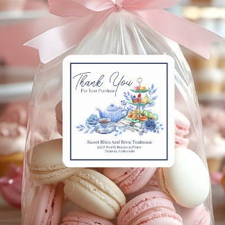 Small Business Thank You Tea Room Square Sticker