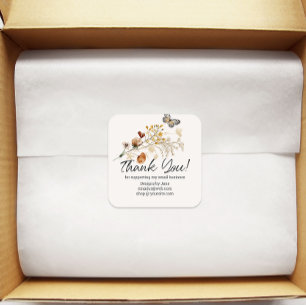 Small Business Thank You Vintage Botanical Floral Square Sticker