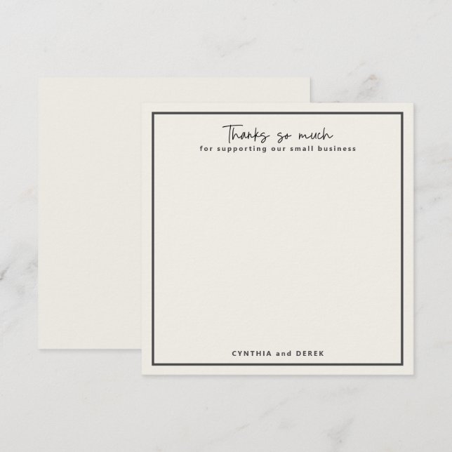 Small Business Thanks So Much Simple Professional Note Card (Front/Back)