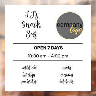 SMALL BUSINESS TRADING HOURS LOGO  WINDOW CLING