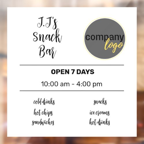 SMALL BUSINESS TRADING HOURS LOGO  WINDOW CLING