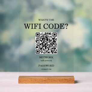 Small Business What's The Wifi QR Code Acrylic Sign