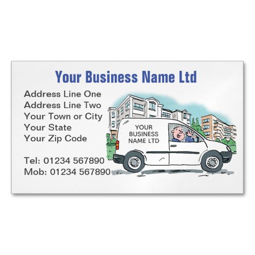 Small Business with Name on Company Van Business Card Magnet