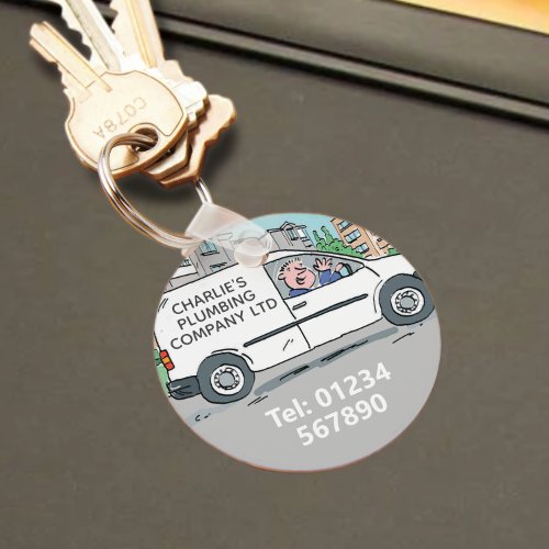 Small Business with Name on Company Van Keychain