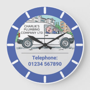 Small Business with Name on Company Van Large Cloc Clock