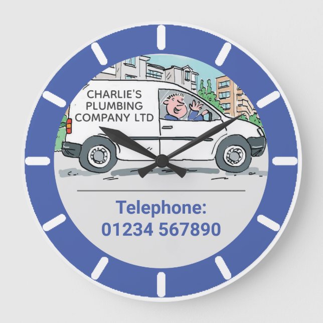 Small Business with Name on Company Van Large Cloc Large Clock (Front)