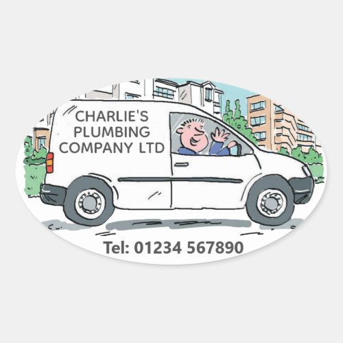 Small Business with Name on Company Van Oval Sticker