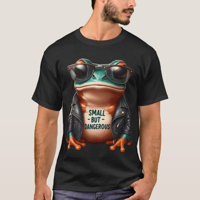 Small But Dangerous Biker Frog T-Shirt (Front)