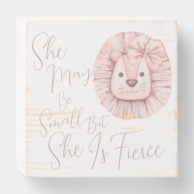 Small but Fierce Lion Watercolor Nursery Wooden Box Sign (Front Horizontal)