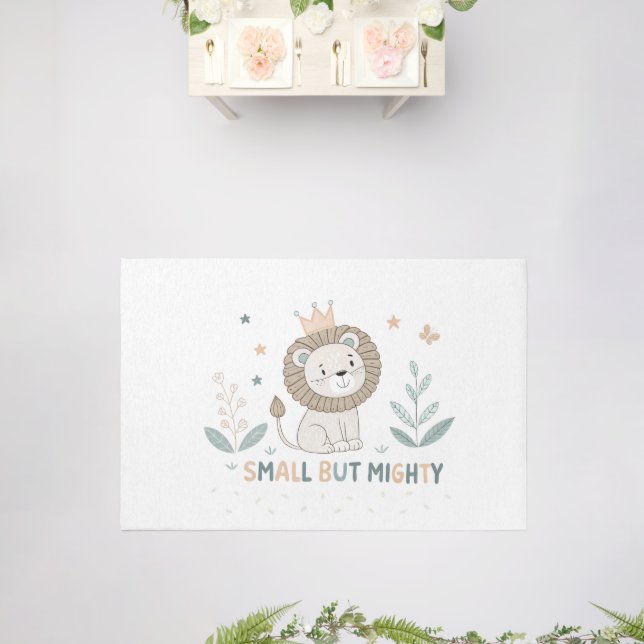 Small But Mighty Baby Lion – Minimalist Nursery Rug (Insitu (Wedding))