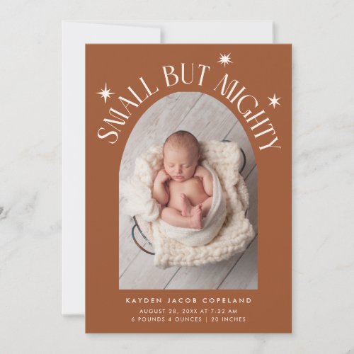 Small But Mighty Stars Terracotta Photo Birth  Announcement