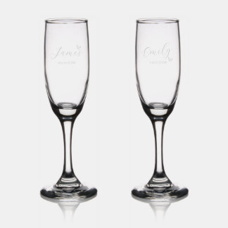 Small Butterfly Wedding Toast Champagne Flute