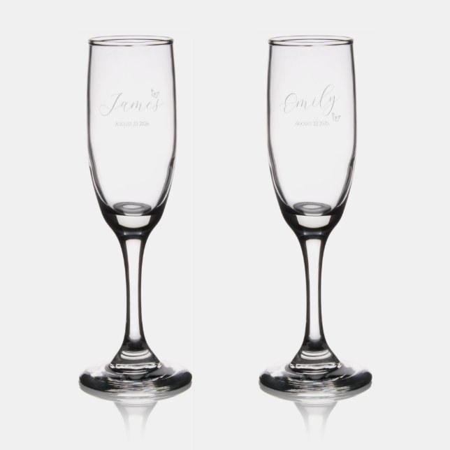 Small Butterfly Wedding Toast Champagne Flute (Glassware)