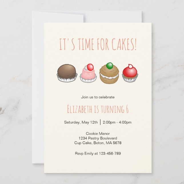 Small Cakes Birthday Invitation (Front)