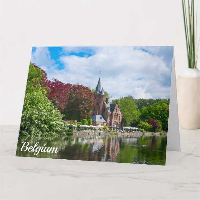 Small castle near lake in Bruges, Belgium Card (Front)