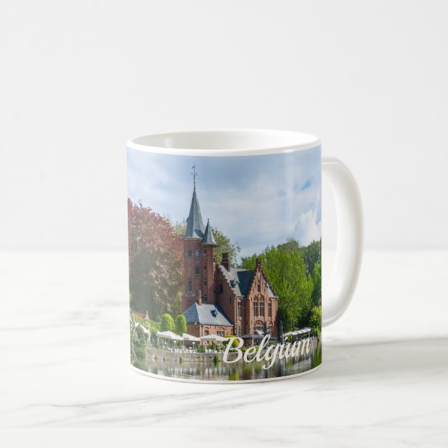 Small castle near lake in Bruges, Belgium Coffee Mug (Front Right)