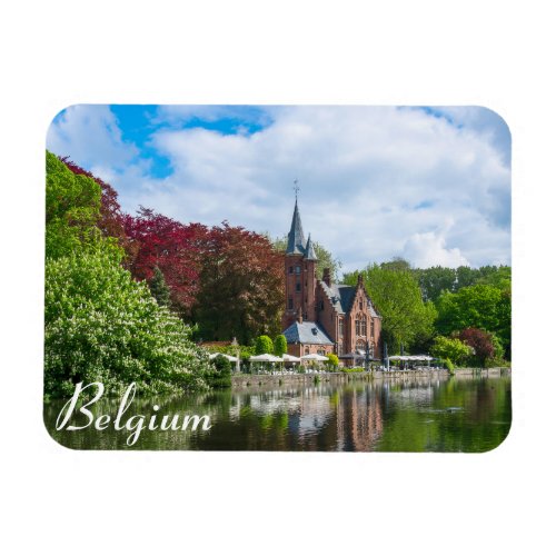 Small castle near lake in Bruges Belgium Magnet