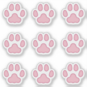 Small Cat Paw Prints Pink Animal Tracks Stickers