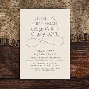 Small Celebration of Big Love, Elegant Minimalist Invitation