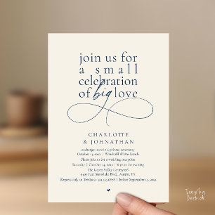 Small Celebration of Big Love, Elegant Minimalist Invitation