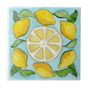 Small ceramic tile Sicilian-style “Lemons”