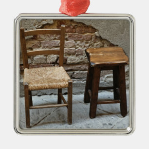 Small chair and stool, Pienza, Italy Metal Ornament